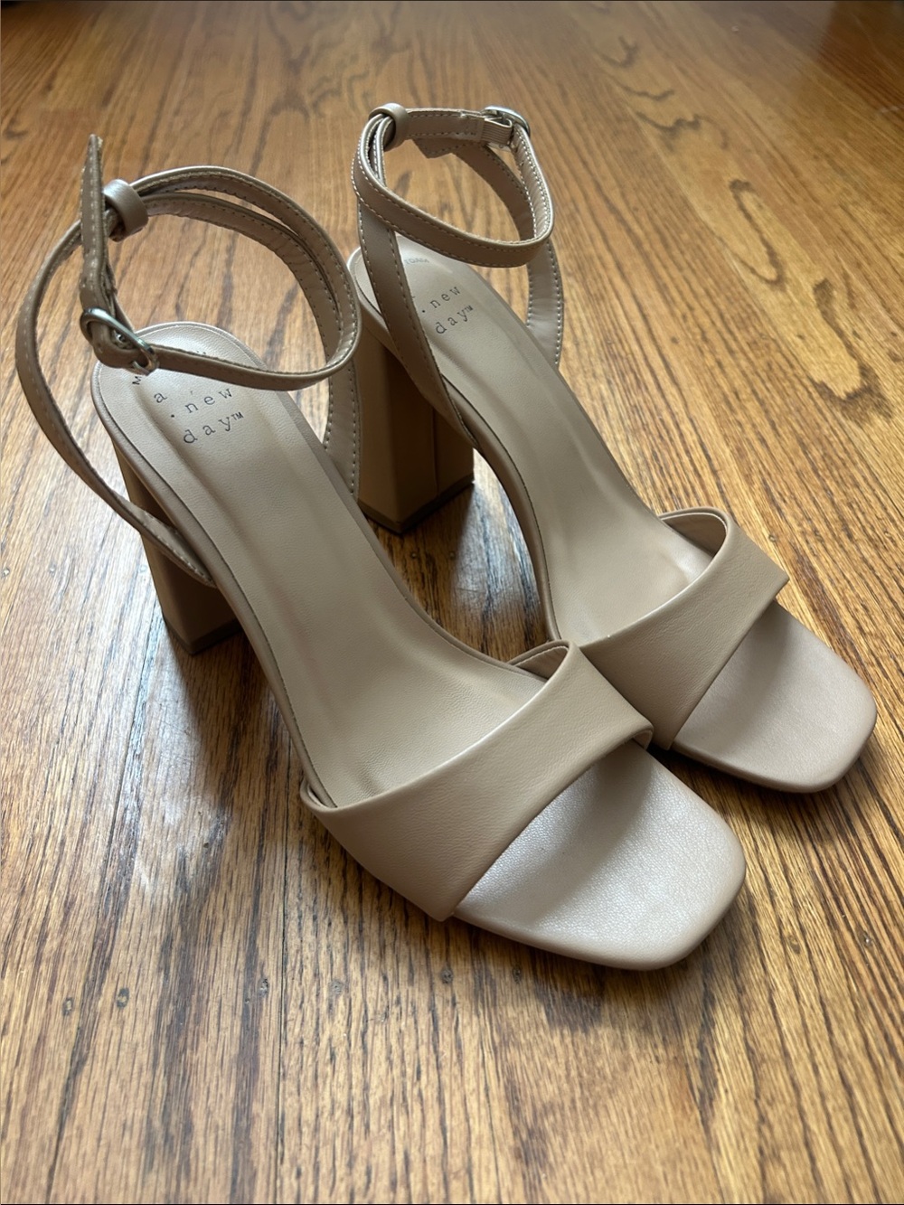 A New Day - Nude Block Heel Ankle-Strap Sandals